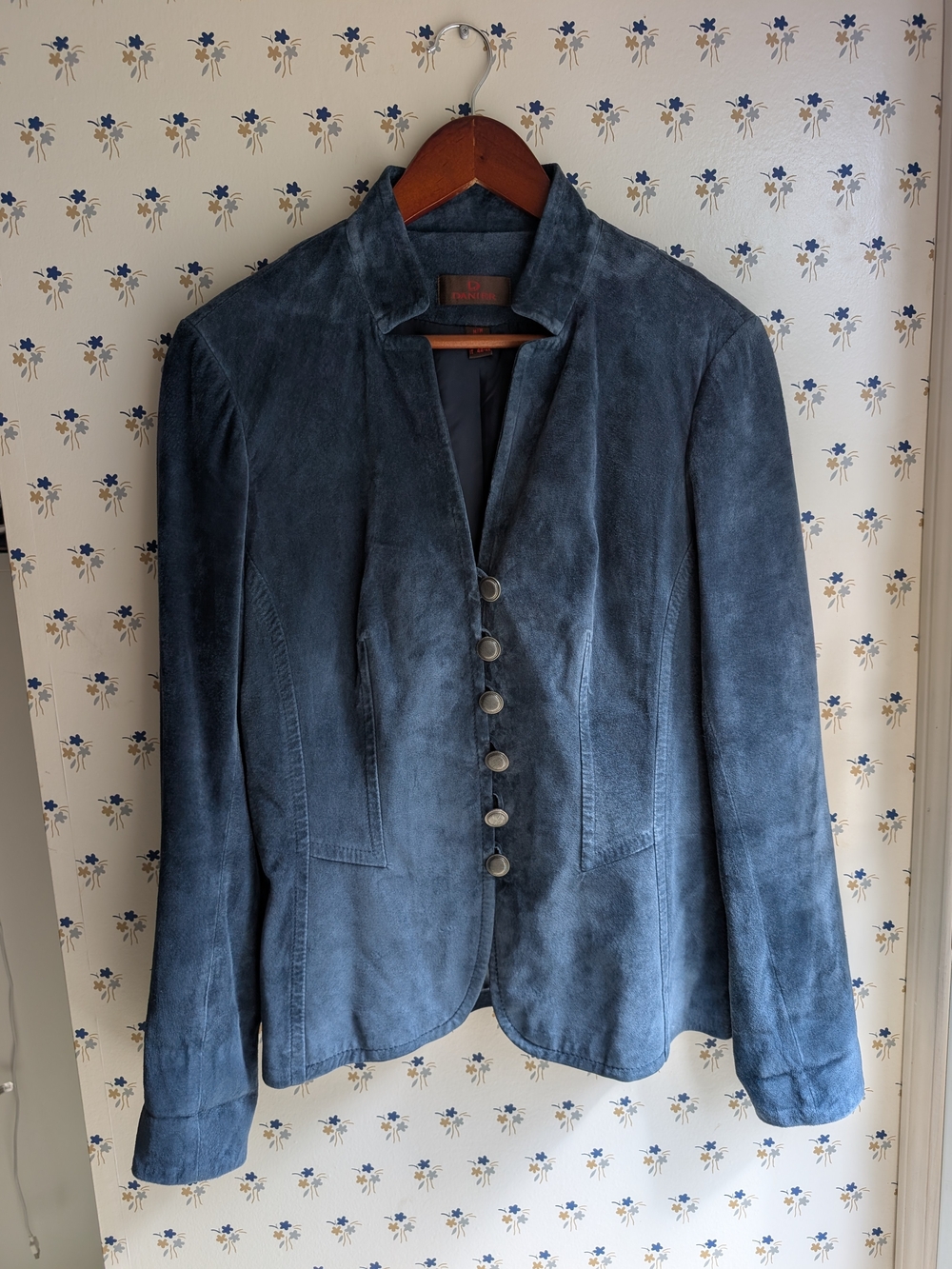 Danier Women's Blue Suede Button Jacket